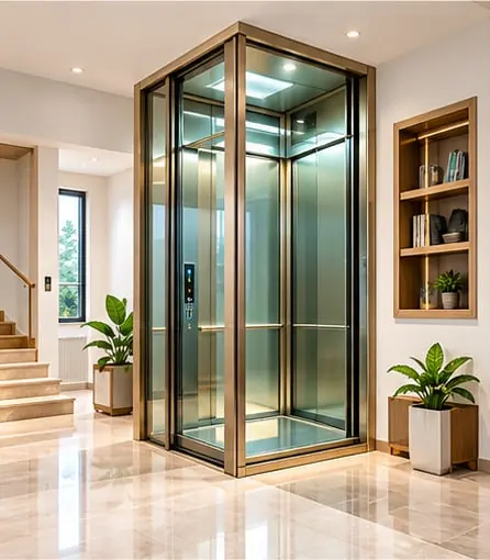 Thang máy gia đình Canny vách kính trong biệt thự